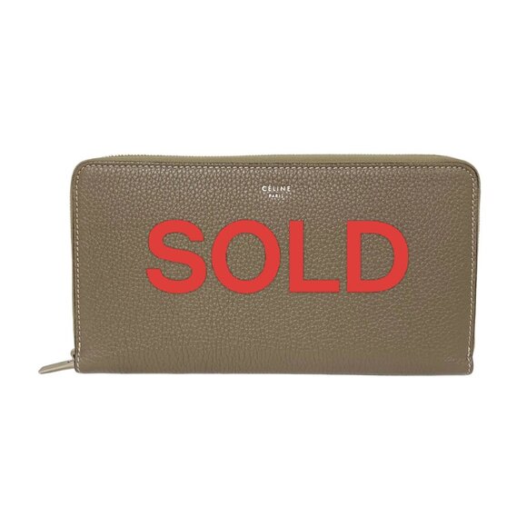 CELINE - Gray Beige Leather Long Wallet 342-040225 - Picture 1 of 6